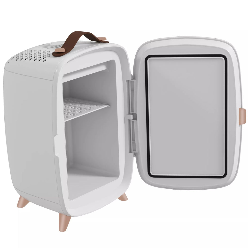 Mini šaldytuvas kosmetikai su veidrodžiu ir LED apšvietimu, 6L, baltas