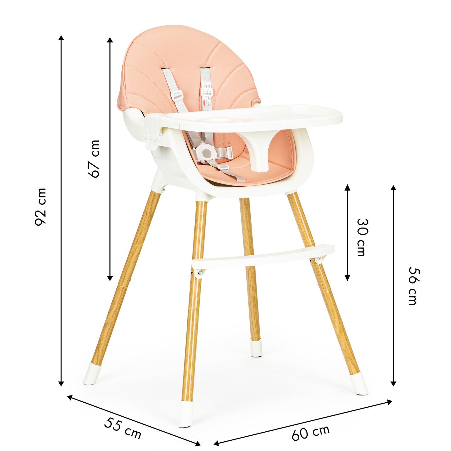 ECOTOYS 2-in-1 reguliuojama vaikiška maitinimo kėdutė (6–36 mėn.)