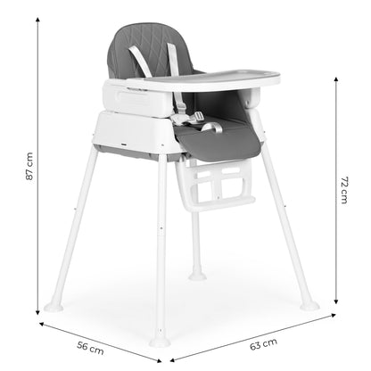 Vaikiška maitinimo kėdutė ECOTOYS 3-in-1, sulankstoma, pilka (6–36 mėn.)