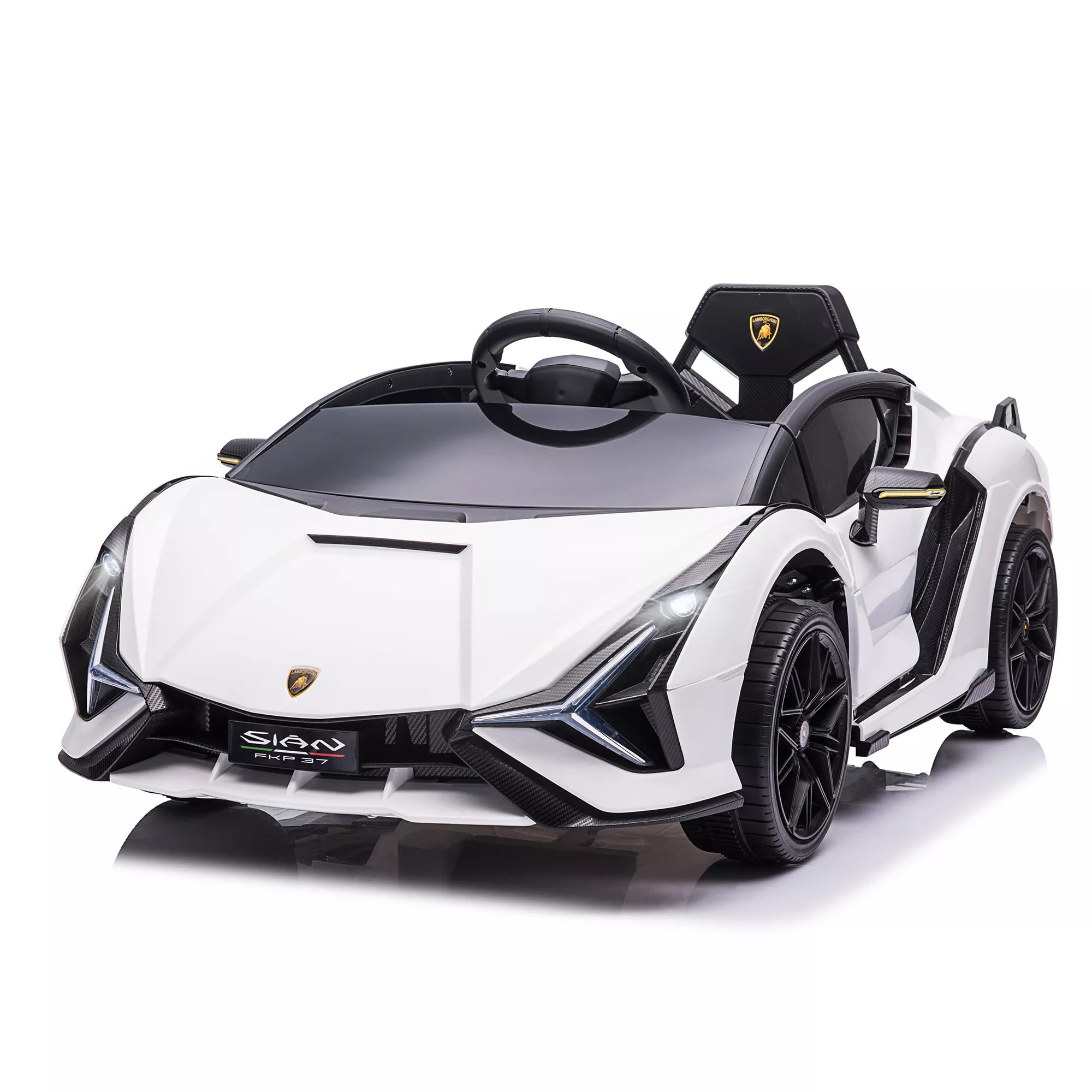 Vaikų transporto priemonė 12 V 2 važiavimo režimai Lamborghini SIAN SUV automobilis-žaislas Elektrinis automobilis su nuotolinio valdymo pultu Muzika (MP3/USB) Apšvietimas 37–60 mėnesių Metalas Balta 108 x 62 x 40 cm