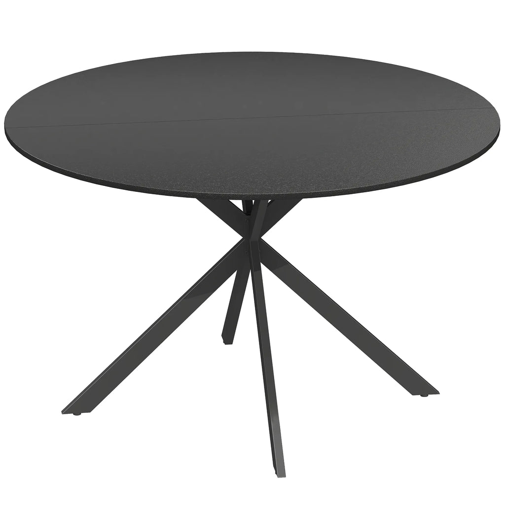 Apvalus valgomojo stalas 120 cm industrinio stiliaus su plieninėmis kojomis juodas