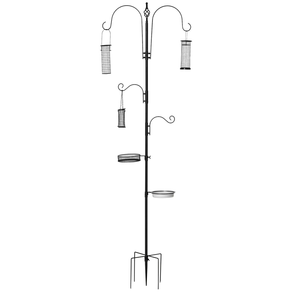 Lesyklos stotelė vidaXL, 208 cm, su 4 kabliukais, juoda