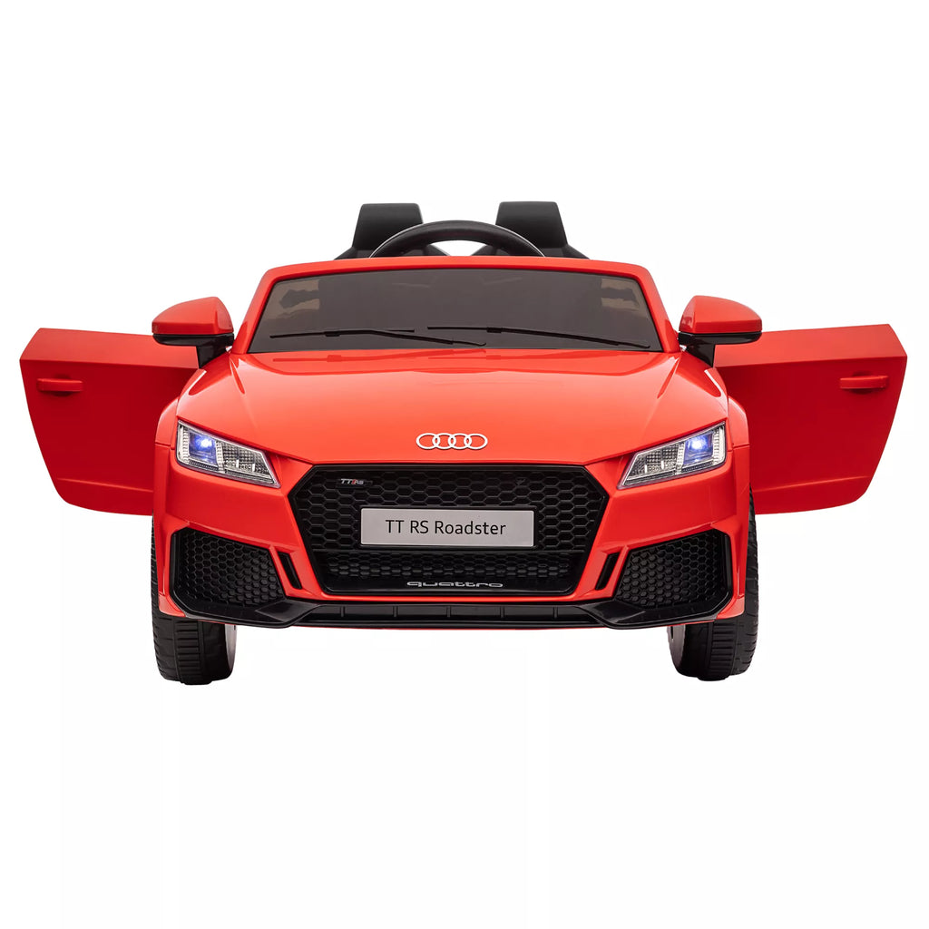 „Audi“ vaikų elektrinis automobilis 12 V su 2,4 G nuotolinio valdymo pultu, muzika, signaline, elektrine transporto priemone su LED lempute, USB/MP3 jungtimi, atbulinės eigos funkcija, skirta 3–5 metų vaikams, raudonos spalvos