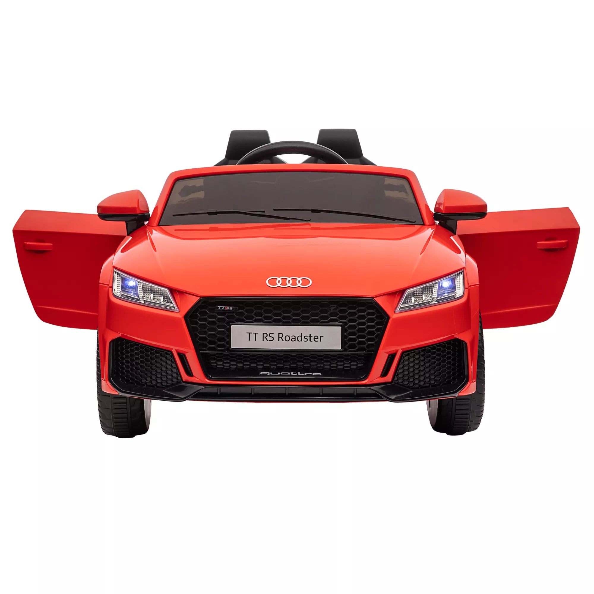 „Audi“ vaikų elektrinis automobilis 12 V su 2,4 G nuotolinio valdymo pultu, muzika, signaline, elektrine transporto priemone su LED lempute, USB/MP3 jungtimi, atbulinės eigos funkcija, skirta 3–5 metų vaikams, raudonos spalvos
