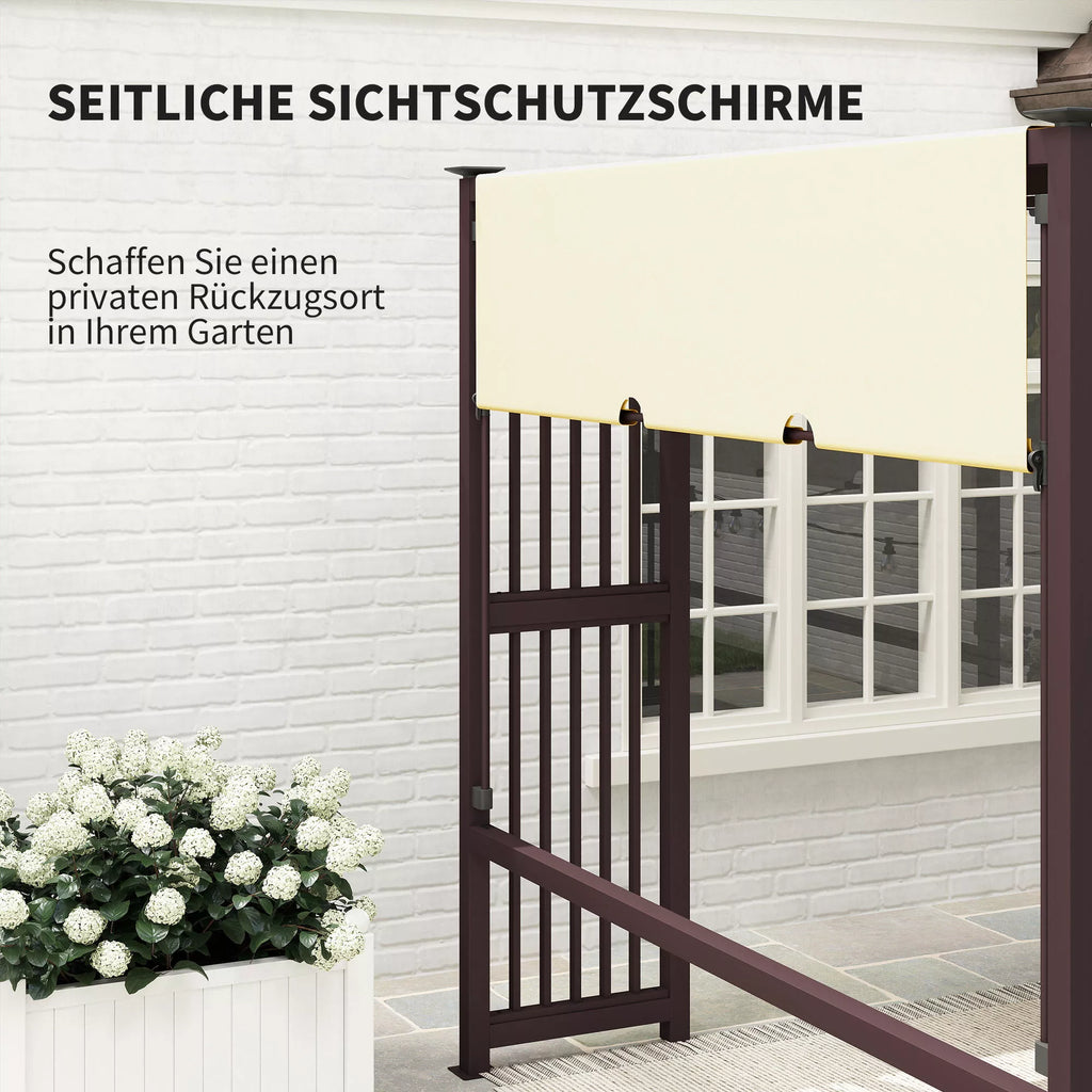 Pergola paviljonas 3x2,5 m UV 30+Stabilus, atsparus žiemos sąlygoms, su reguliuojamu stumdomu stogu, tamsiai rudos spalvos