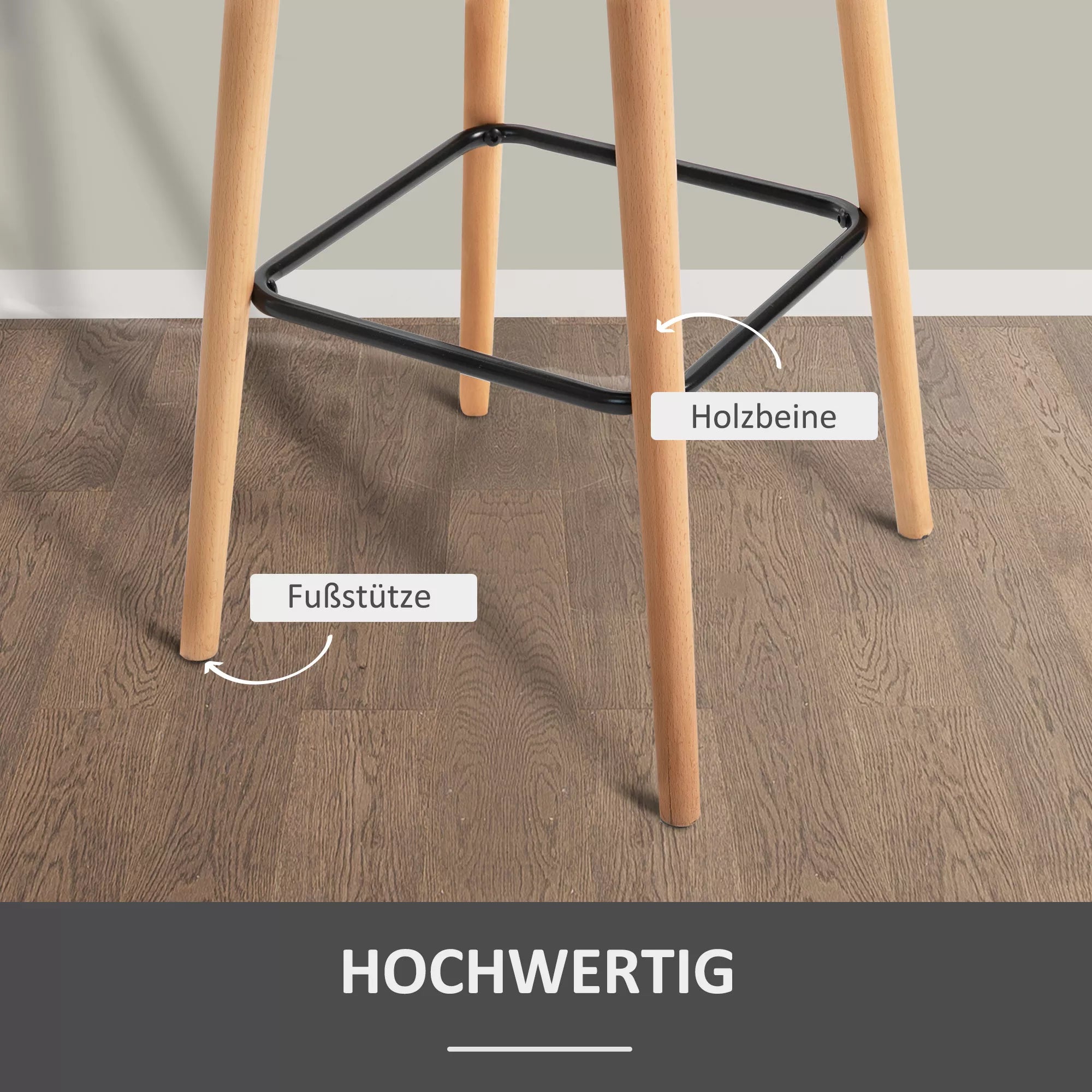 Schema su kėdės detalėmis: medinės kojos ir atrama kojoms
