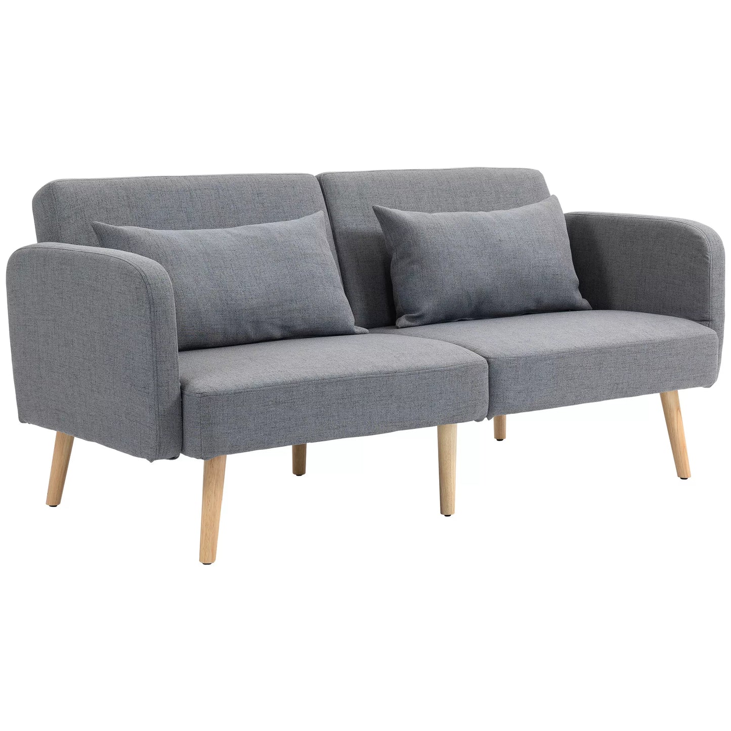 3 vietų miegamoji sofa, svečių dvigulė lova, iki 240 kg, atlenkiamos atlošai, medinis rėmas, 170 x 83 x 80 cm, pilka