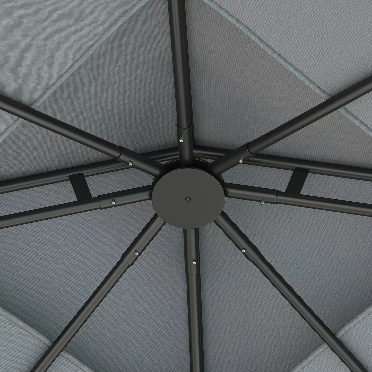 Paviljonas su dvigubu stogu, 3x3 m Vandeniui atsparus Tvirtas Žiemai atsparus Metalinis sodas paviljonas Tamsiai pilkos spalvos