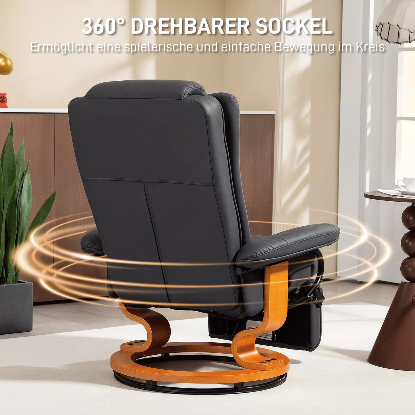 Sūkurinis poilsio fotelis su atlošimo funkcija, iki 150 kg, dirbtinės odos apmušalas, plieninis rėmas, tamsiai pilkas