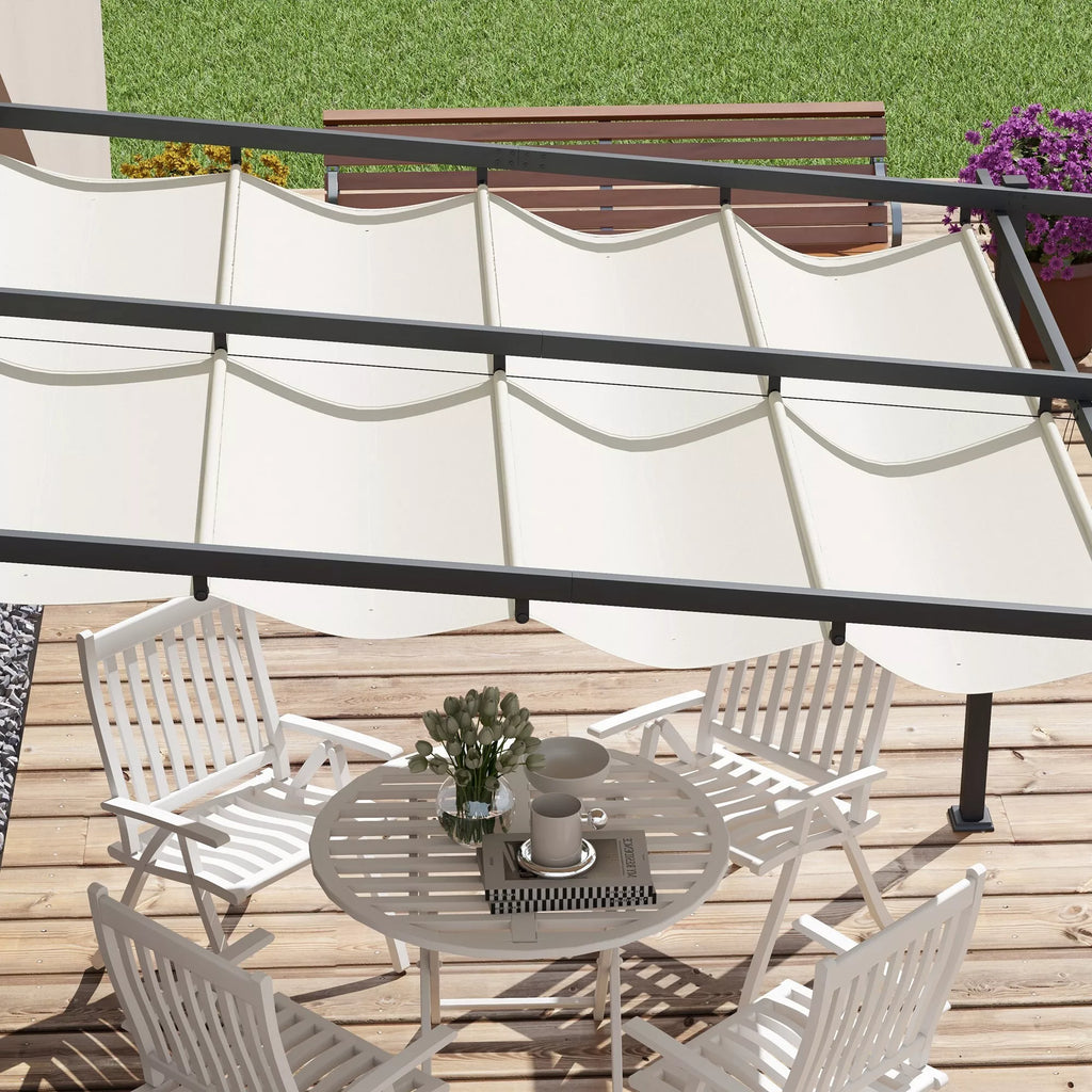 Paviljonas prie sienos su slankiojamu stogu, 3x3 m, kreminės baltos spalvos