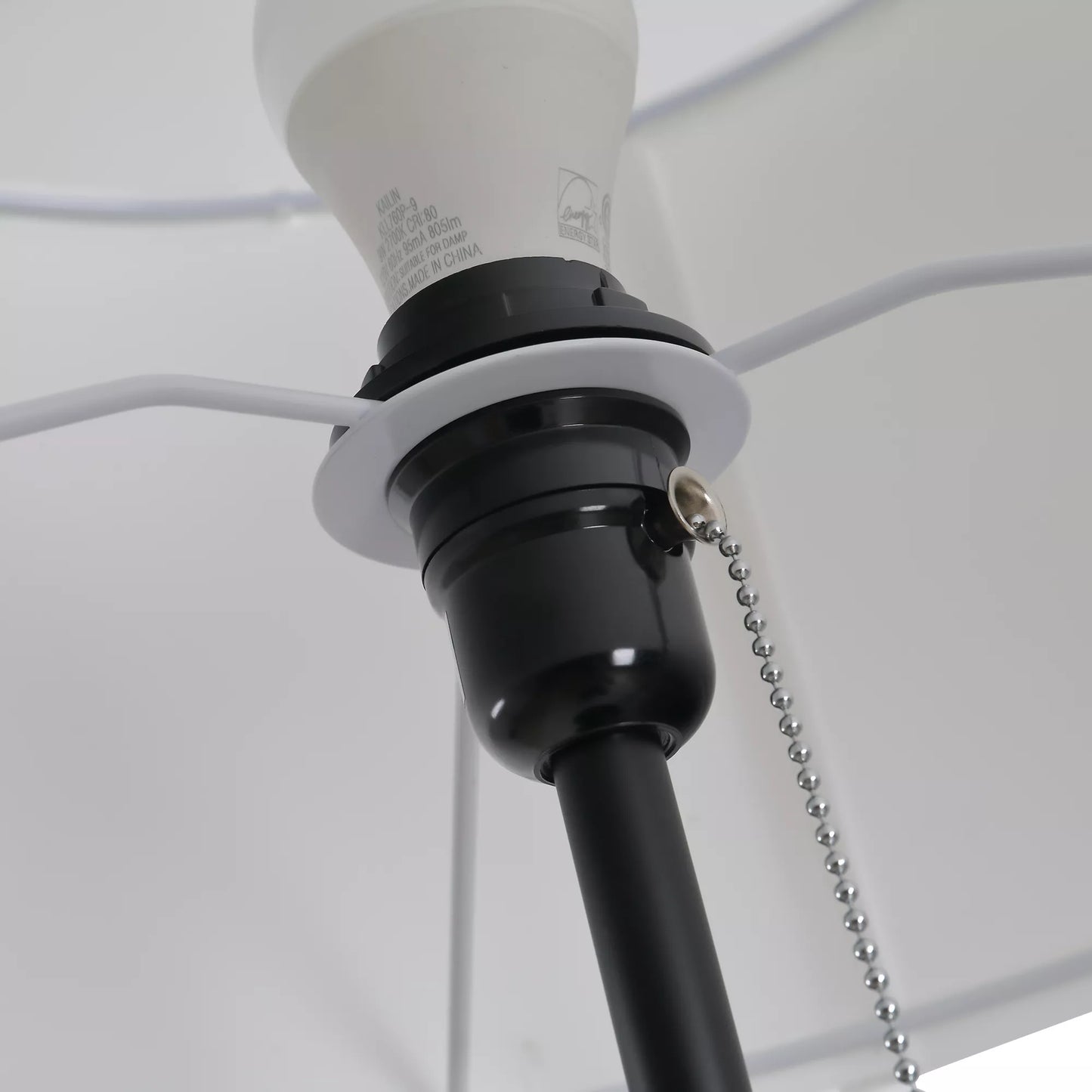 Pastatomas šviestuvas E27, plienas+poliesteris, 37x37x152cm (juodas+baltas)