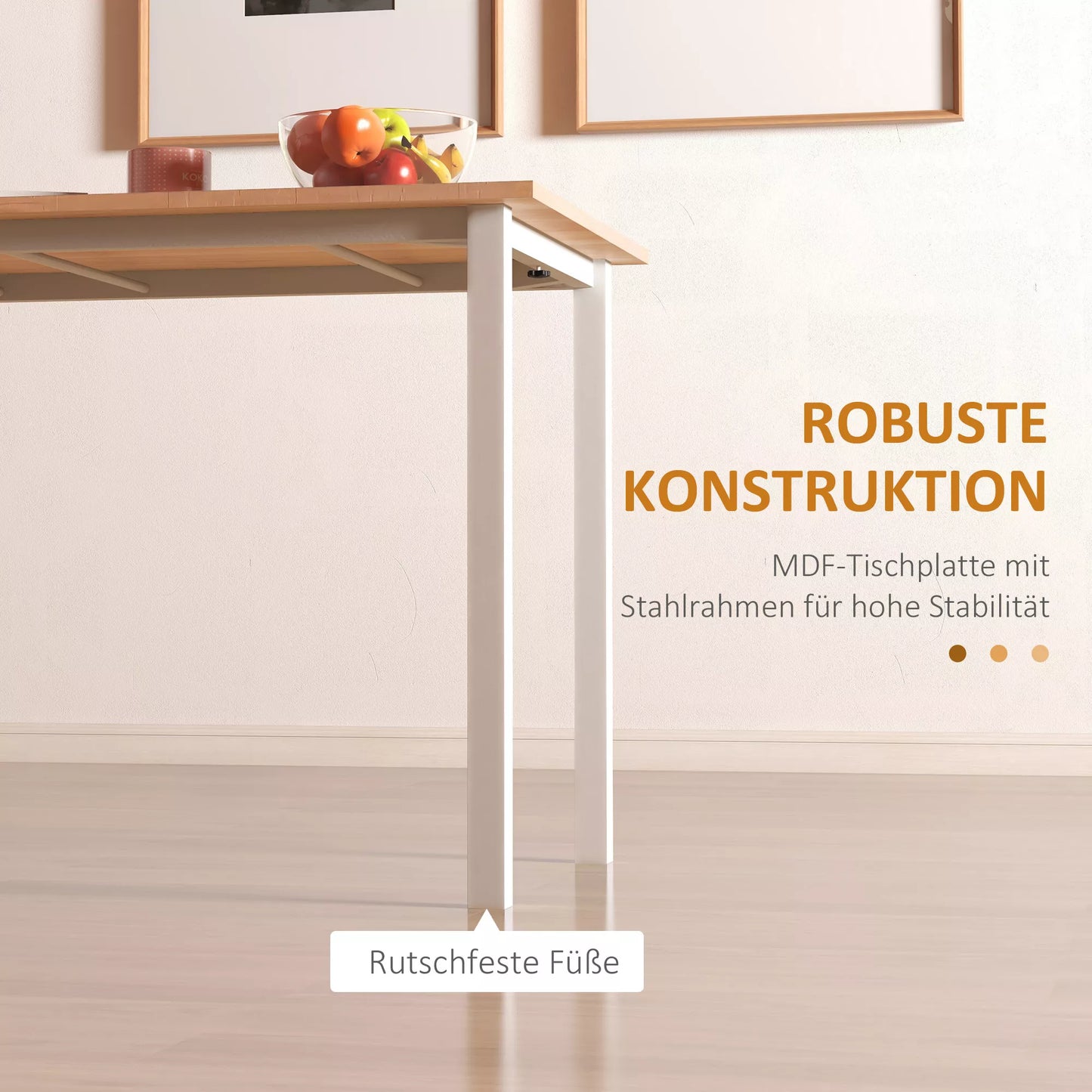 Valgomojo stalas 6 žmonėms, virtuvės stalas, prailginamas, rudas + baltas