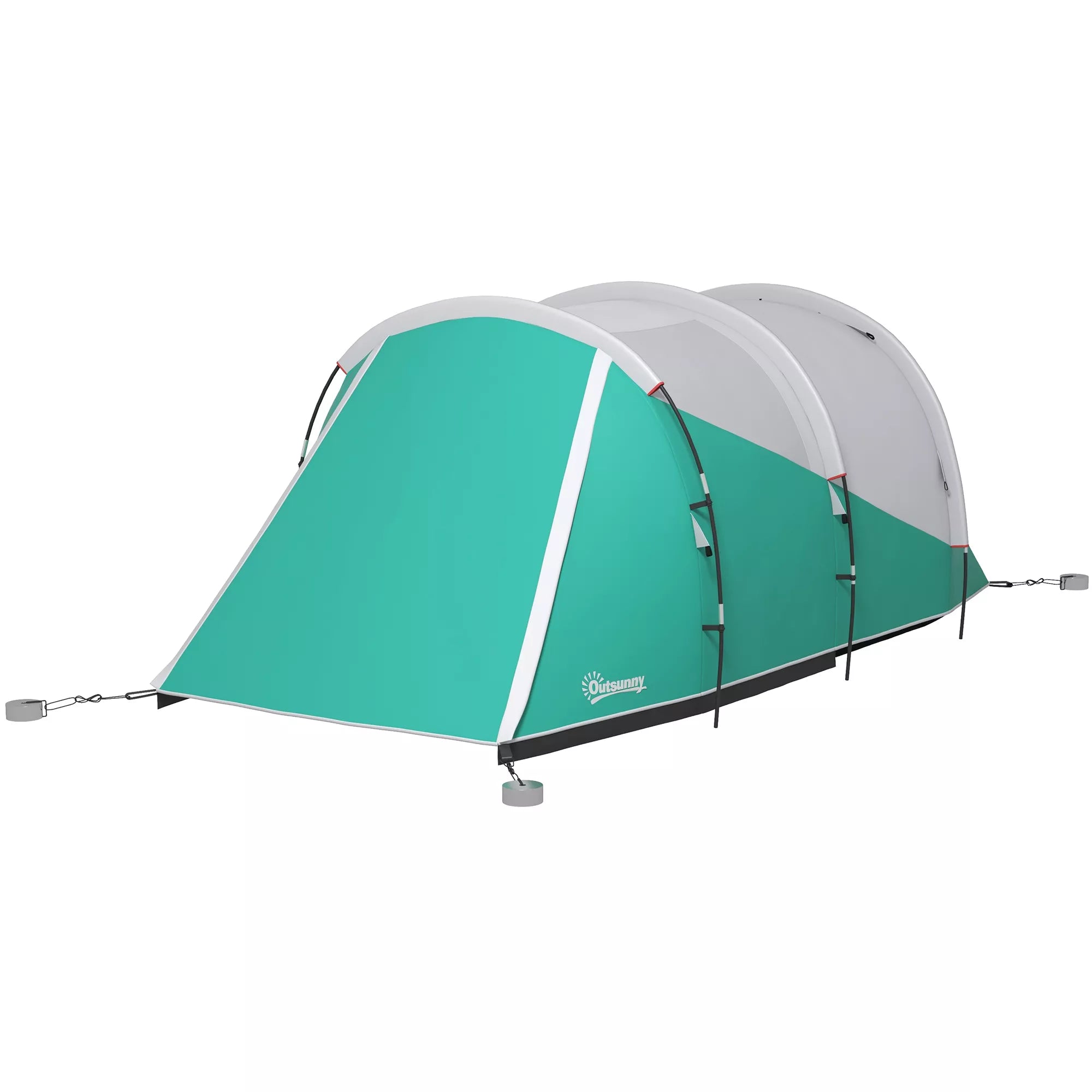 Kempingo palapinė 3 asmenims, atskiri gyvenamieji ir miegamieji kambariai, 460L x 260B x 190H cm, žalia