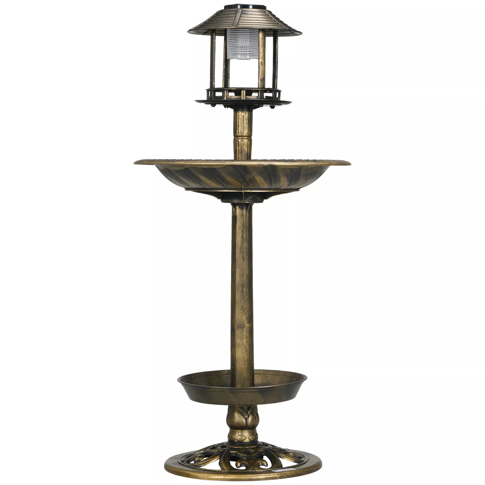 Paukščių girdykla Paukščių namelis Lesyklė, atspari oro sąlygoms, 2 dubenėliai, vintage dizainas, 50 x 50 x 110 cm, bronzos spalvos