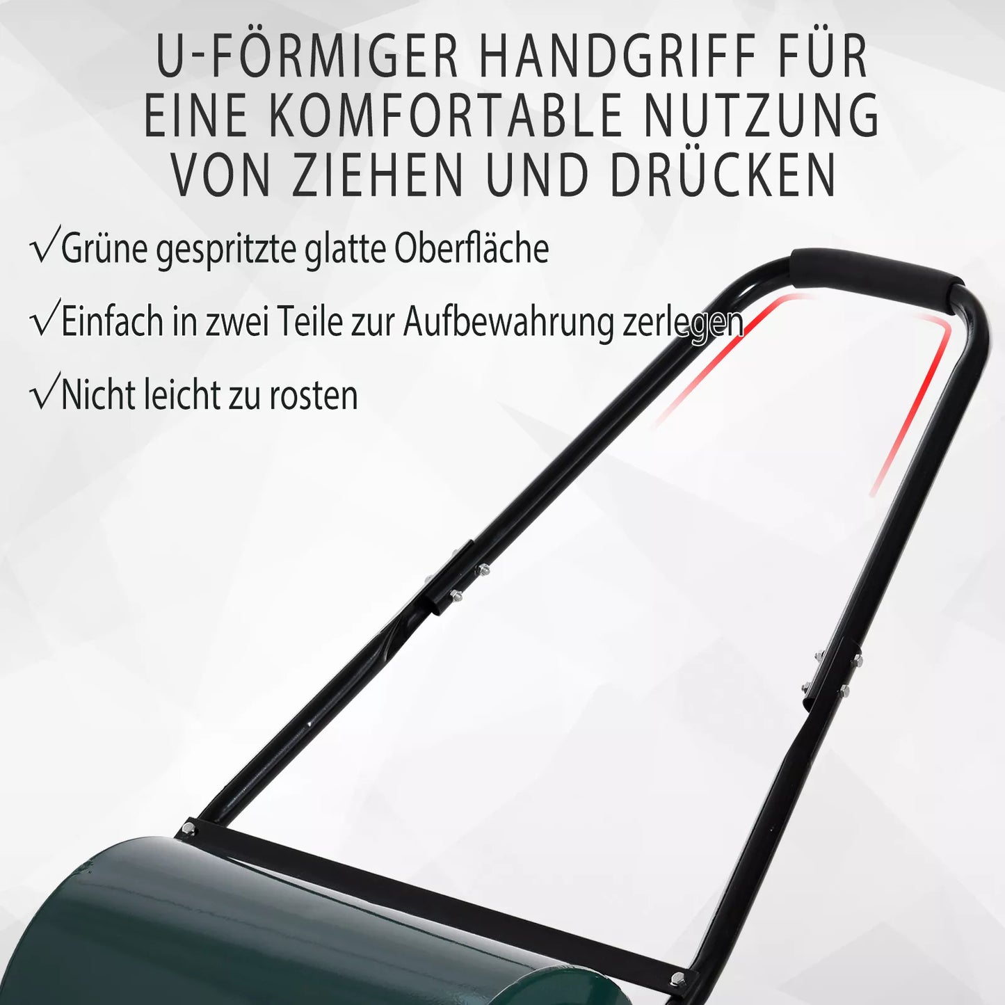 Vejuvolas, sodo volas su U formos rankena, 31 cm skersmens, 30 cm darbinio pločio, 40 L talpos vandeniui/smėliui, metalinis, žalias