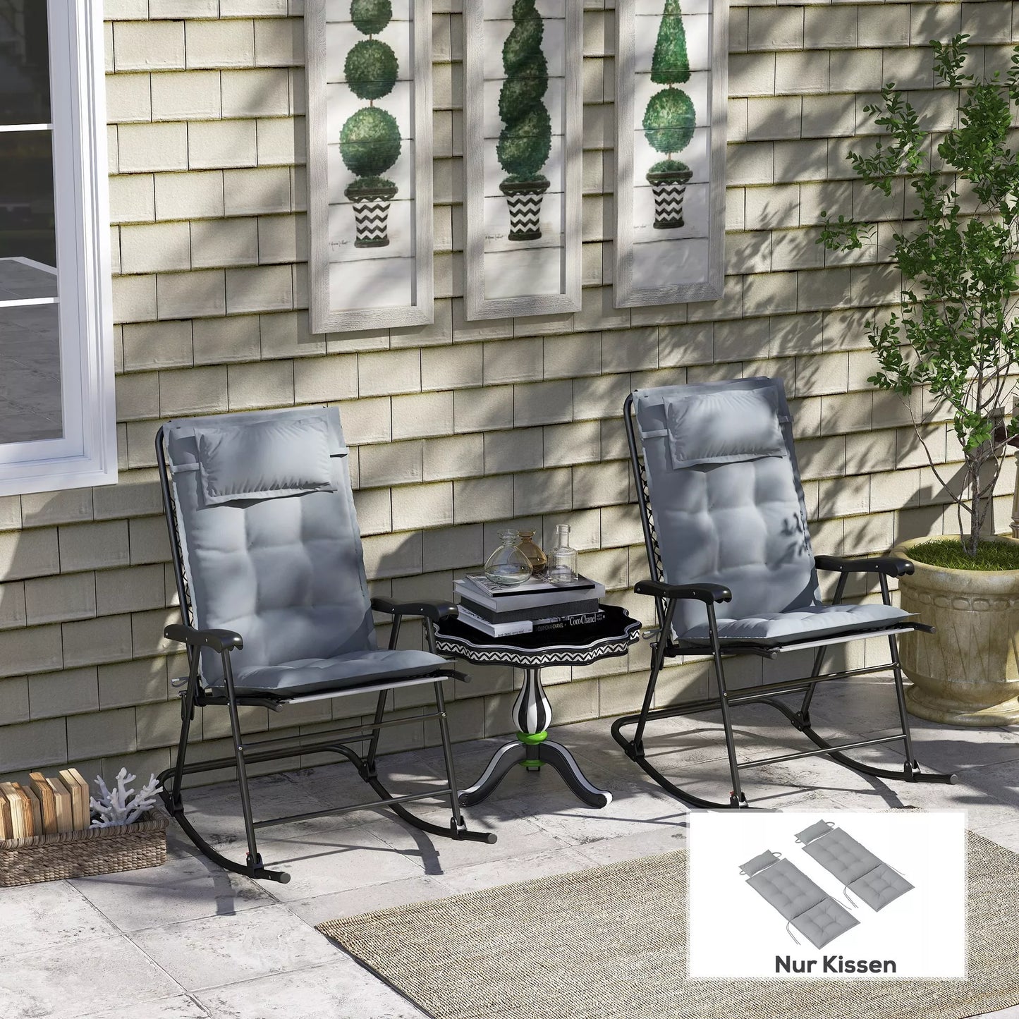 2 vnt. komplektas vandeniui atspari pagalvėlė skirta gultui, čiužinys sodui, paminkštinimas 50x116x5 cm, šviesiai pilkas