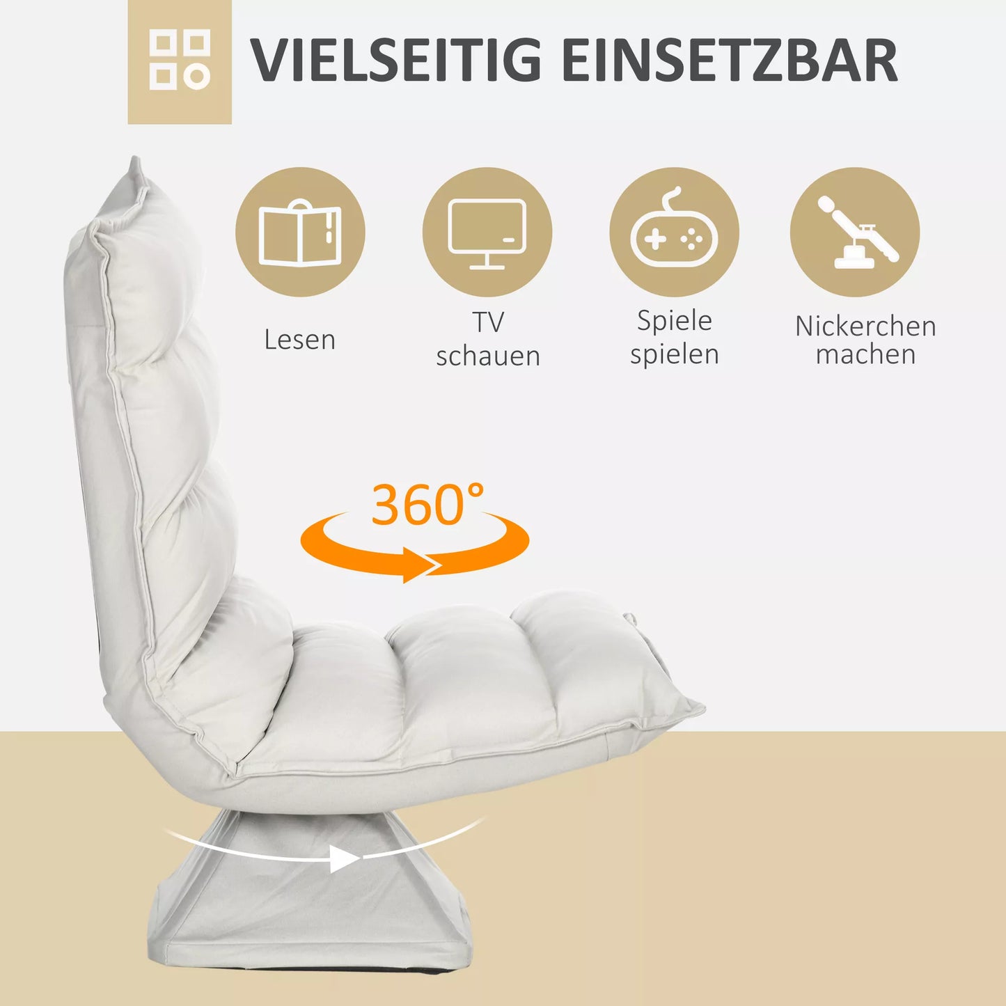 Fotelis, besisukantis, reguliuojamo atlošo, odos imitacijos, plieninis rėmas, šviesiai pilkas, 62 x 70 x 95 cm