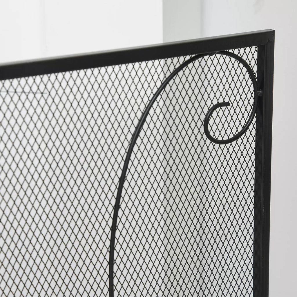 Apsauga nuo žarių židiniams, 3 skydeliai, sulankstoma, lanksti, metalinė, juoda, 132,5 x 76,5 cm