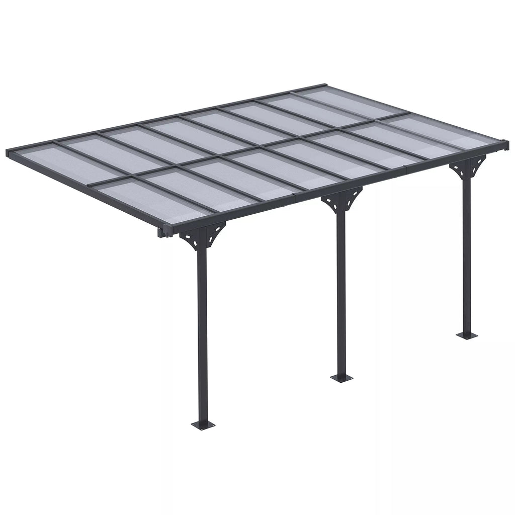 Pergola paviljonas  4,35 x 3,02 m Sodo paviljonas Stogas Palapinė 231–250 cm aukščio reguliavimas Apsauga nuo saulės Terasos stogas Prikabinamas paviljonas Aliuminis Pilkas