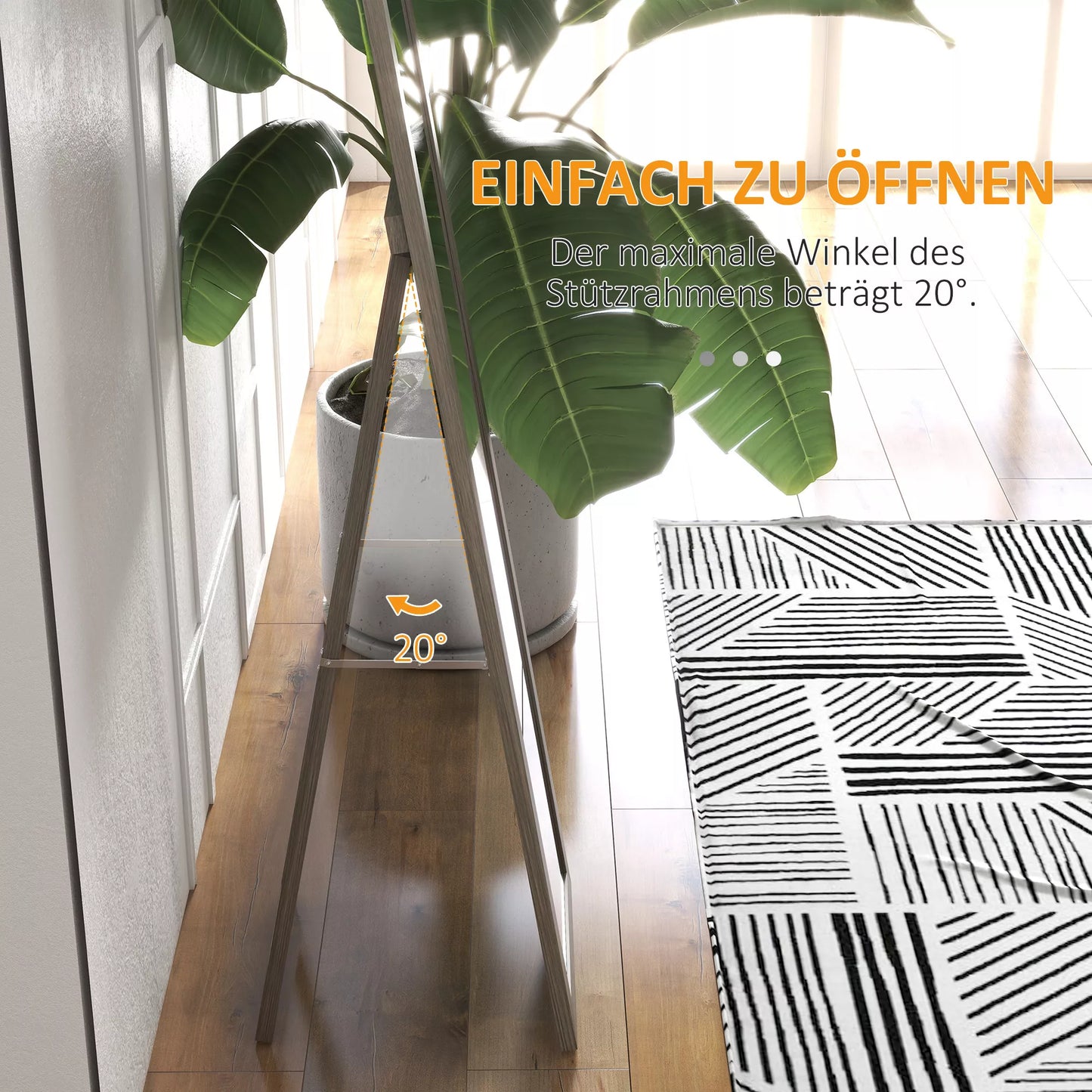 Pastatomas veidrodis, grindų veidrodis, sieninis veidrodis, su sieniniu tvirtinimu, medžio imitacija, 37 cm x 40 cm x 155 cm, rudas