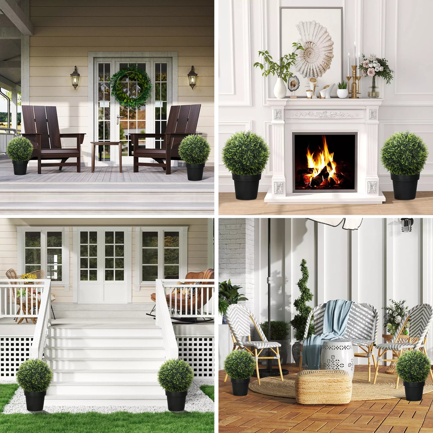 Dirbtiniai augalai, 2 vnt. komplektas, UV spinduliams atsparūs dekoratyviniai augalai, vidaus ir lauko apdailai, 45 cm, žali