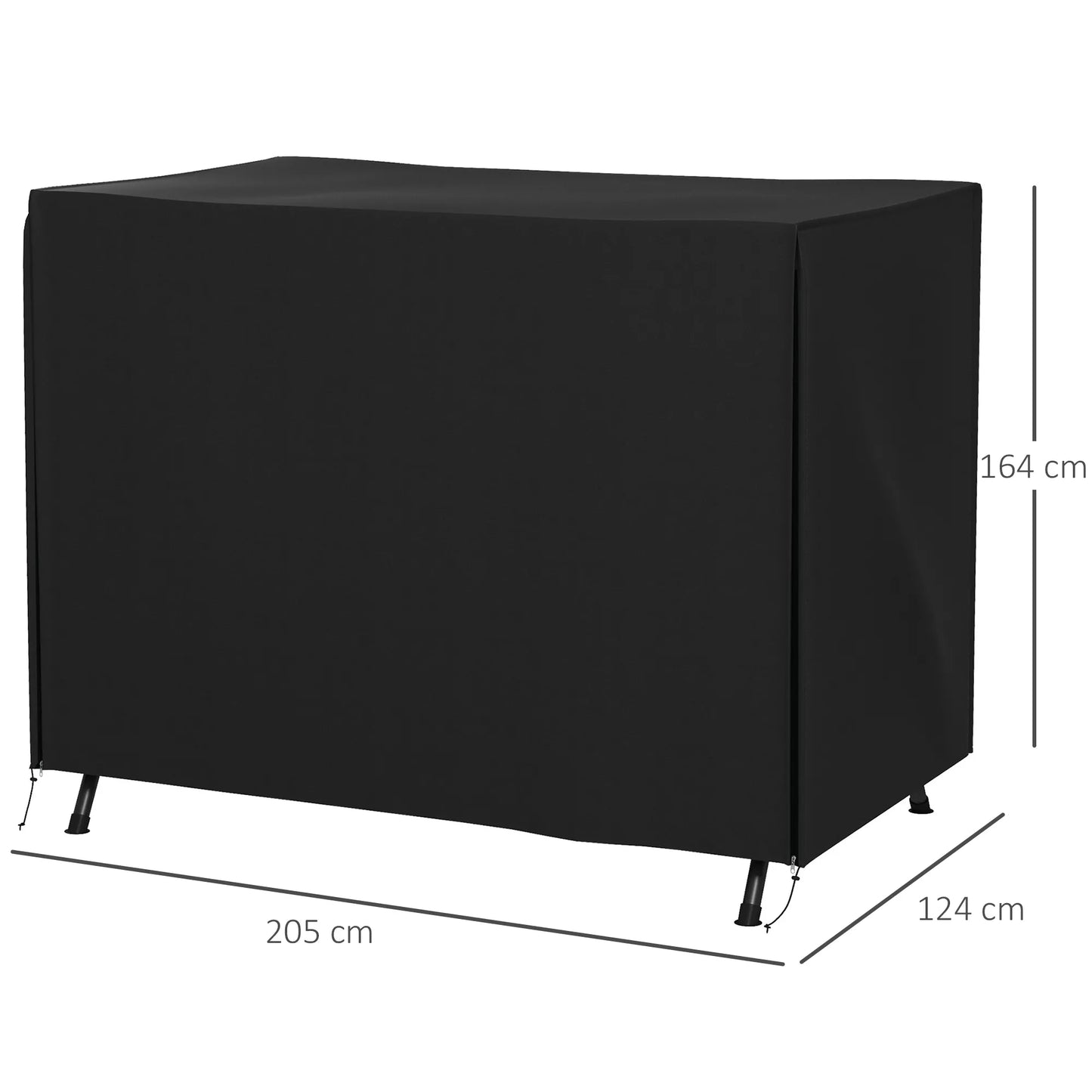 Atsparus vandeniui užvalkalas sodo supynėms (Hollywood tipo), juodas, 205 x 124 x 164 cm