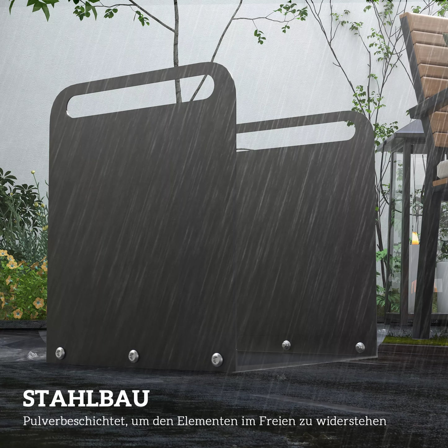 Stovas malkoms, 2 rankenos, plieninis rėmas, iki 30kg, 36x30x36cm, juodas