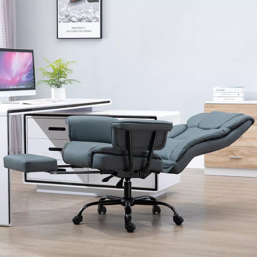 Biuro kėdė Ergonomiška vadovo kėdė 360° pasukama Kompiuterio kėdė su reguliuojamu aukščiu, galvos atrama ir paminkštintomis porankėmis su kojų atrama Dirbtinė oda 68 x 80 x 120–126 cm
