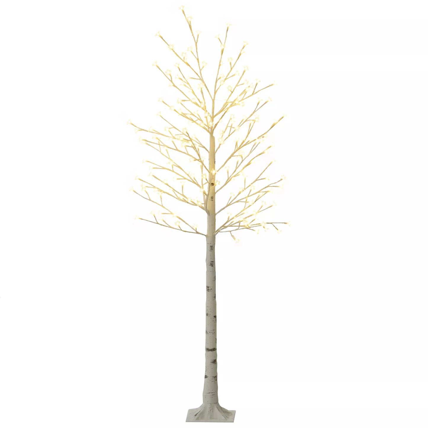 Dirbtinis medis, dirbtinė beržo imitacija, su 180 LED, 3 ryškumo lygiais, šilta balta, su realistine žieve, 21,5 x 21,5 x 180 cm