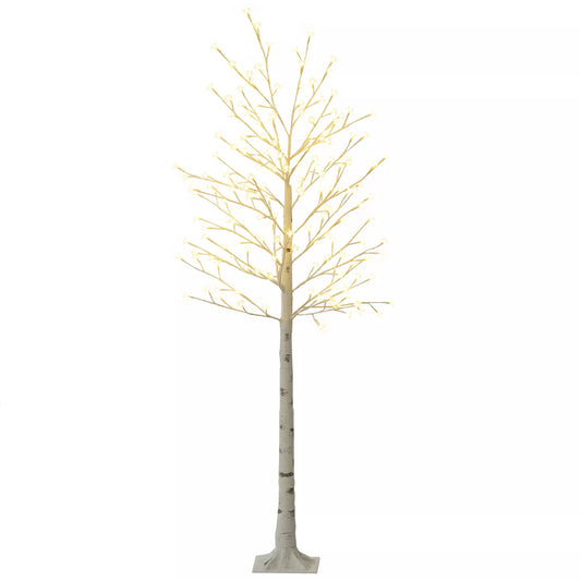 Dirbtinis medis, dirbtinė beržo imitacija, su 180 LED, 3 ryškumo lygiais, šilta balta, su realistine žieve, 21,5 x 21,5 x 180 cm