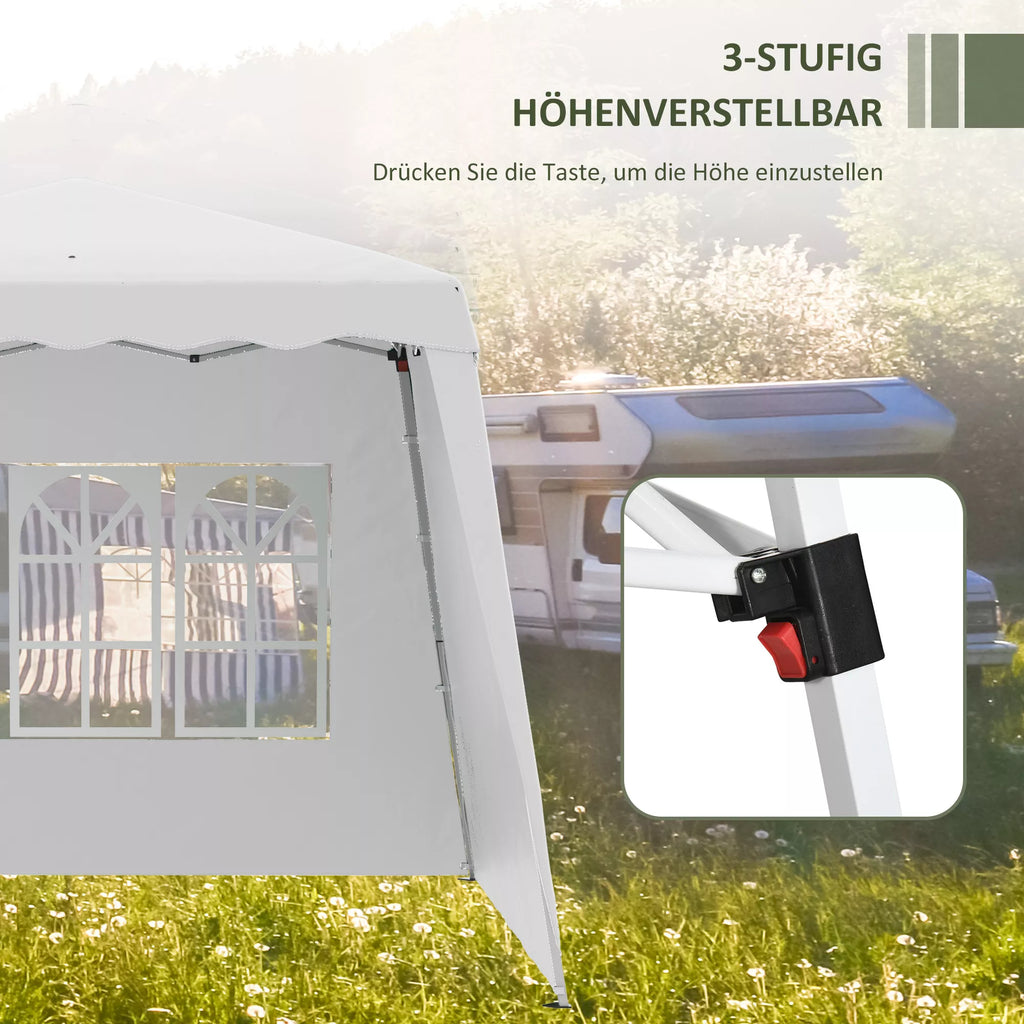 Pop Up Pavillion Sulankstomas paviljonas, su stogu, atsparus oro sąlygoms, 240 x 240 x 250 cm, baltas
