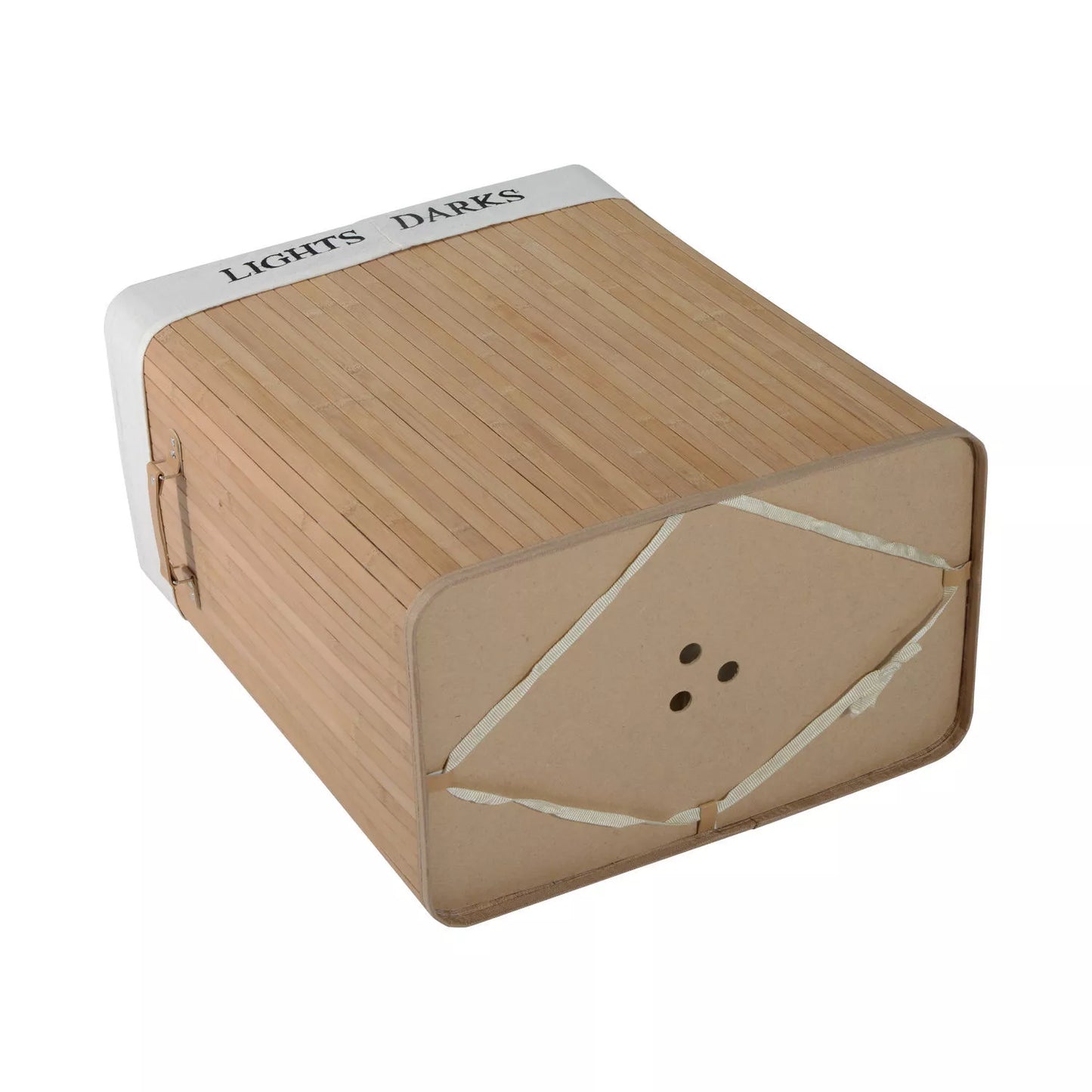 Bambukinė skalbinių dėžė su dangčiu, 100 L talpos, su PU rankenomis, drobinis skalbinių maišas, skalbinių rūšiuoklis skalbyklai, miegamajam, vonios kambariui, natūrali spalva