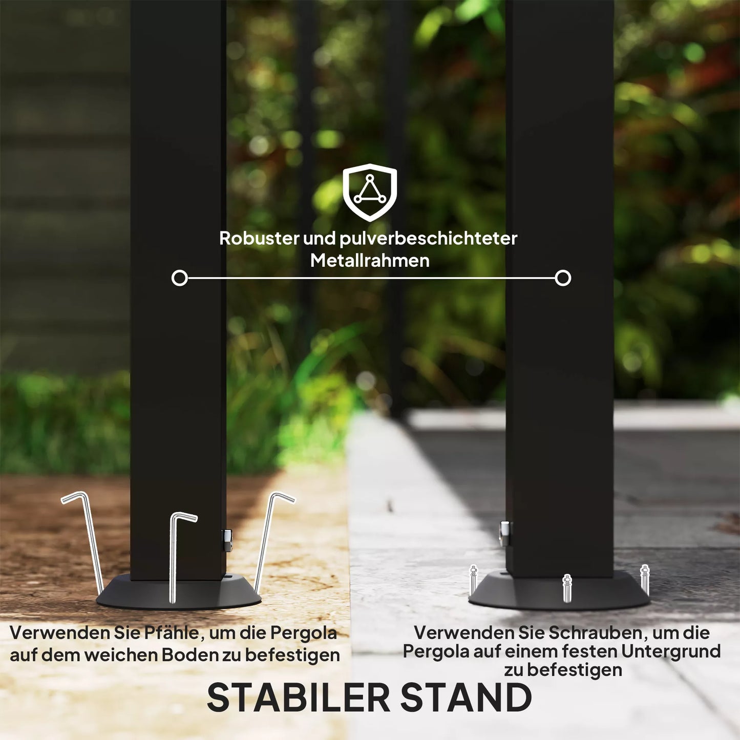 2,5 x 3 m pergola, prie sienos montuojamas sodo paviljonas, atsparus vandeniui, metalinis rėmas, nuotekų angos, šešėlinis stogas, kreminės baltos spalvos