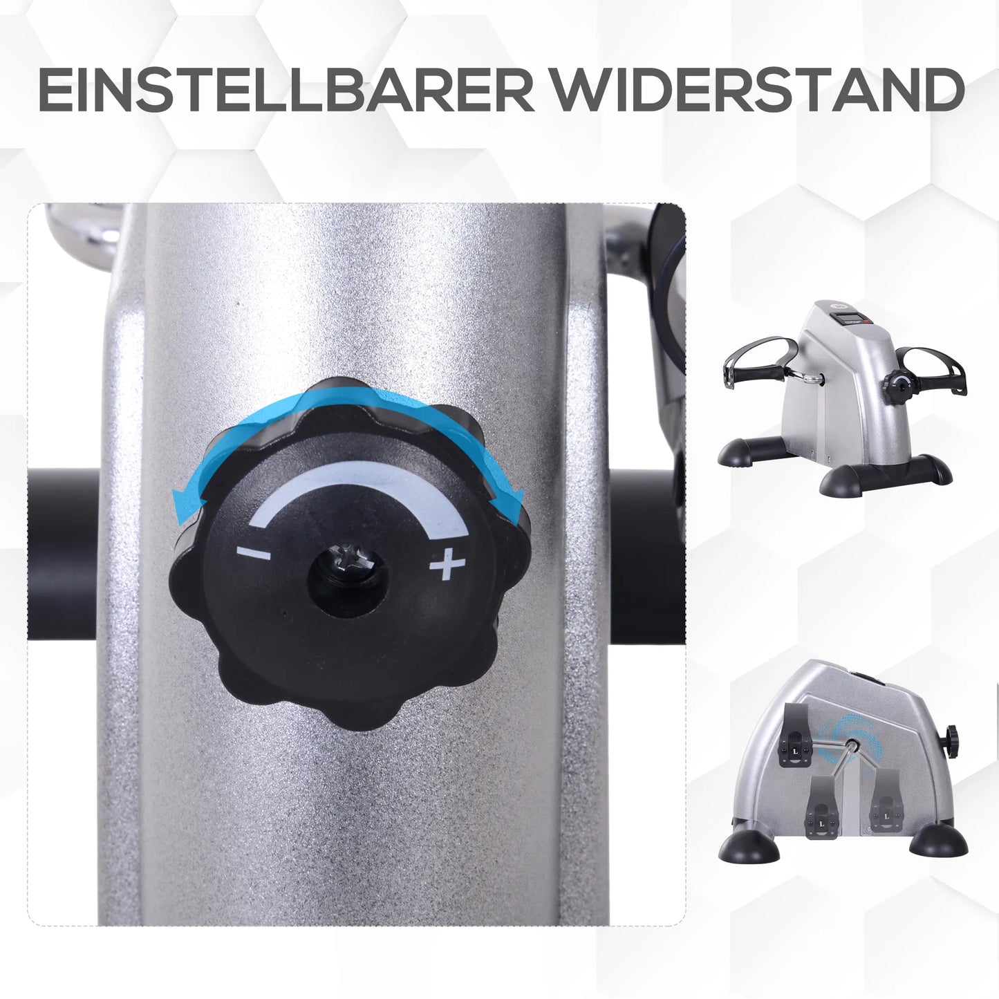 Mini treniruoklis rankoms ir kojoms, pedalų treniruoklis senjorams su LCD ekranu, reguliuojamu pasipriešinimu, fitneso dviratis, namų treniruoklis, skirtas namams, biurui, 35 x 40 x 31 cm, sidabrinis