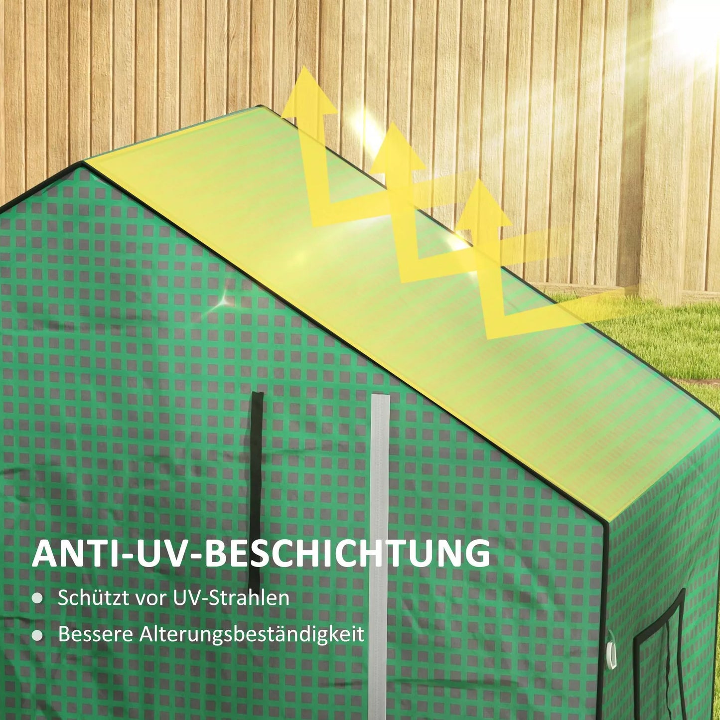 Atsarginė plėvelė šiltnamiui, Atsarginis uždangalas su UV apsauga, ritininės durys, šoniniai langai, 140 x 73 x 190 cm, Žalias