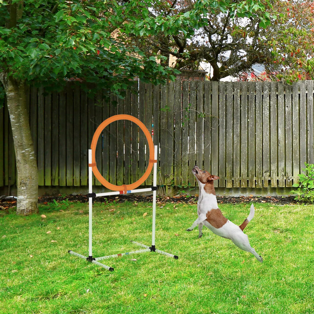 Šunų dresūros ir agility lankas, 2-in-1 šuolių kliūtis su krepšiu, 74,5x66x91 cm