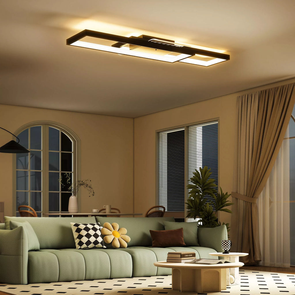 Lempos LED 43W 4600LM 3000-6000K reguliuojamas lubų šviestuvas Plokščias su nuotolinio valdymo pultu Sieninis jungiklis 70 x 30 x 7 cm Juodas