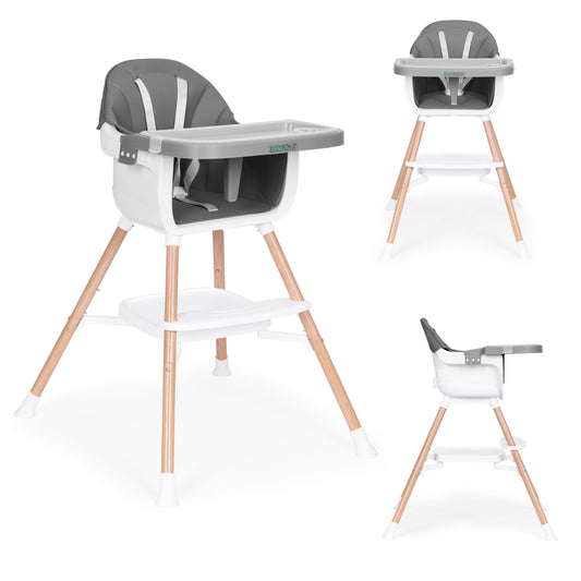 Vaikiška maitinimo kėdutė ECOTOYS 2-in-1 pilka, 6–36 mėn.