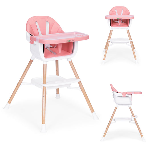 Vaikiška maitinimo kėdutė ECOTOYS 2-in-1 rožinė, 6–36 mėn