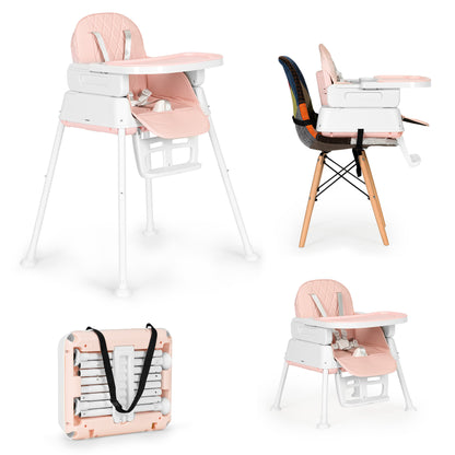 Vaikiška maitinimo kėdutė ECOTOYS 3-in-1, sulankstoma, rožinė (6–36 mėn.)