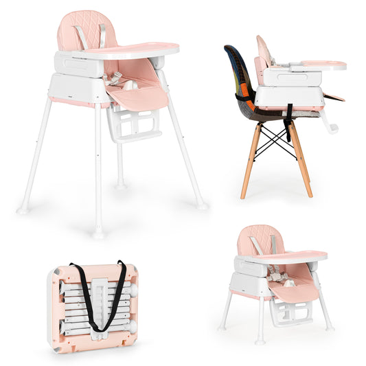 Vaikiška maitinimo kėdutė ECOTOYS 3-in-1, sulankstoma, rožinė (6–36 mėn.)