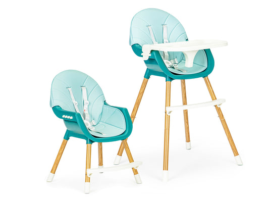 ECOTOYS 2-in-1 reguliuojama vaikiška maitinimo kėdutė, mėlyna (6–36 mėn.)