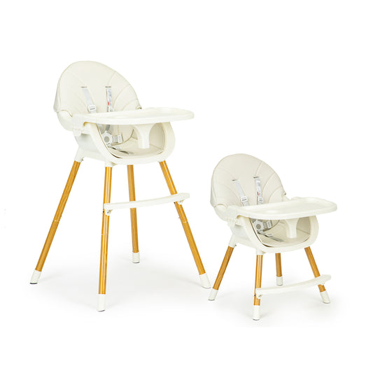 ECOTOYS 2-in-1 reguliuojama vaikiška maitinimo kėdutė, smėlio (6–36 mėn.)