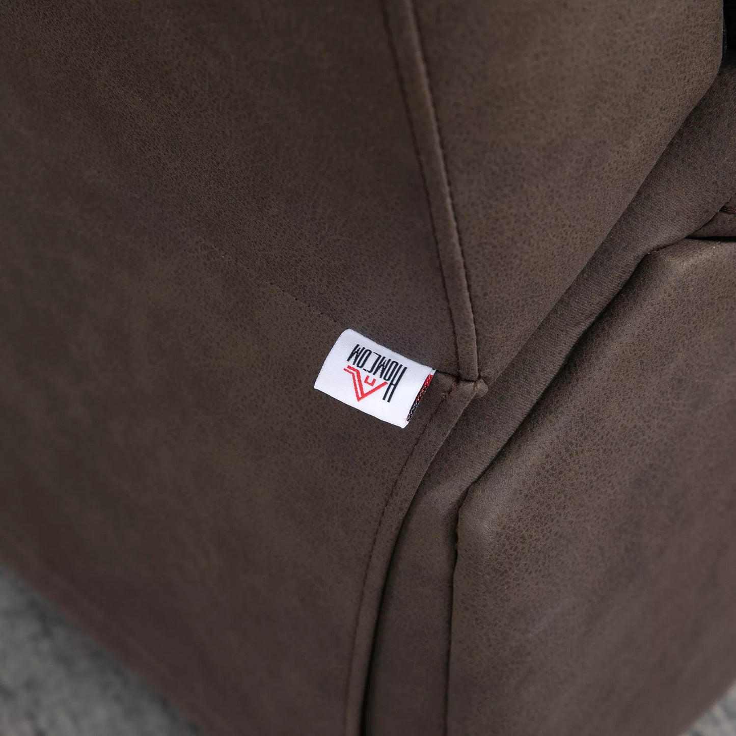 HOMCOM Minkštas fotelis su kojų atrama, poilsio fotelis atlošiamas, mikropluošto danga odos imitacijos, metalo konstrukcija, rudas