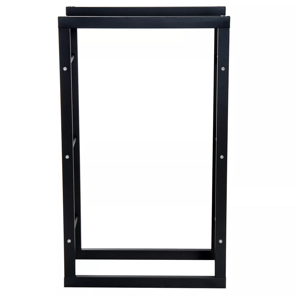 Metalinė malkų lentynėlė 60 x 25 x 100 cm Malkų lentynėlė Stiprinimo pagalba Plieninis rėmas iki 100 kg Malkų laikymo vieta Lauko medinė lentynėlė Malkų lentynėlė sodui Terasai Lauko Juoda