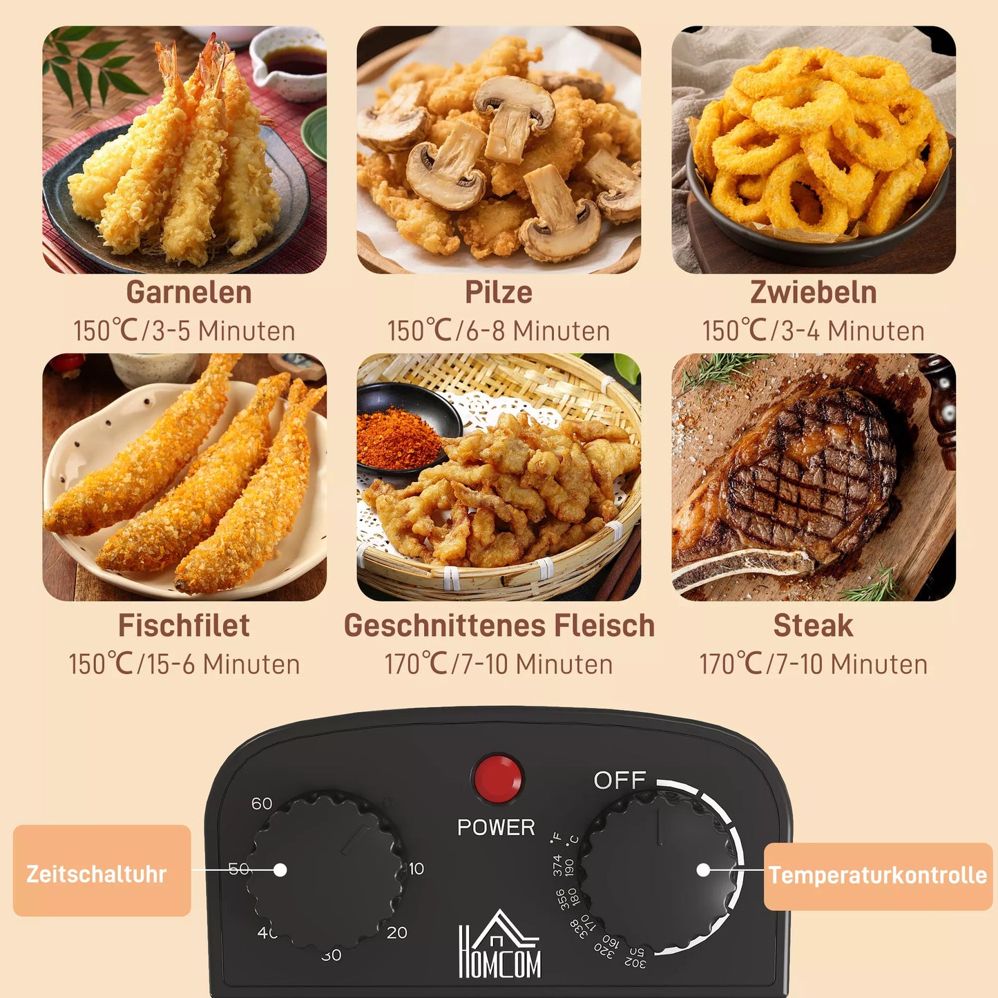 Fritierius, 5 L aliejaus talpa, laikmatis, stebėjimo langas, 2000W galia, sidabro spalvos