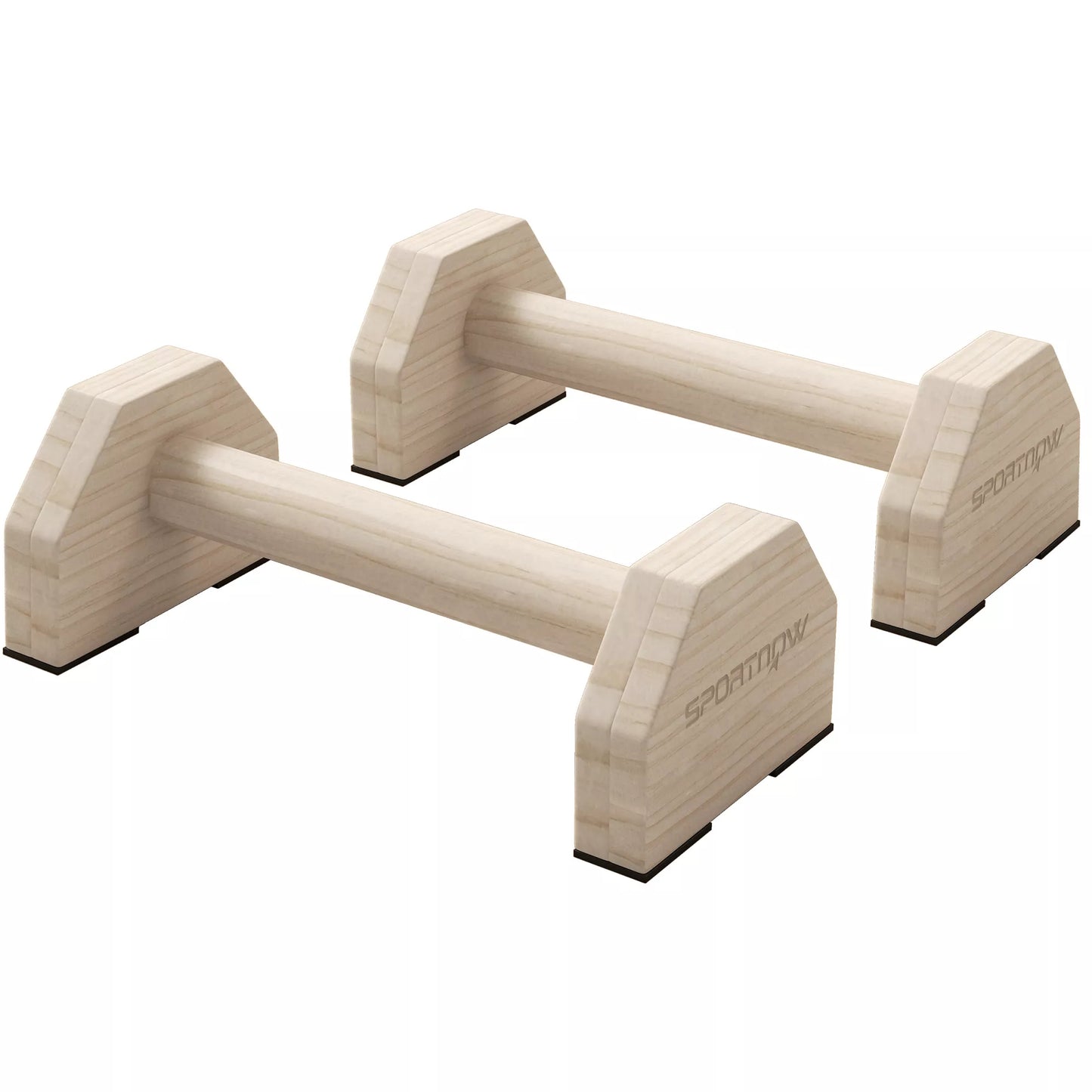 Atspaudimo strypai (Push Up Bars) 2 vnt. komplektas, tvirti ir neslystantys, iki 120 kg, buko mediena, 30x13x10cm, natūralūs