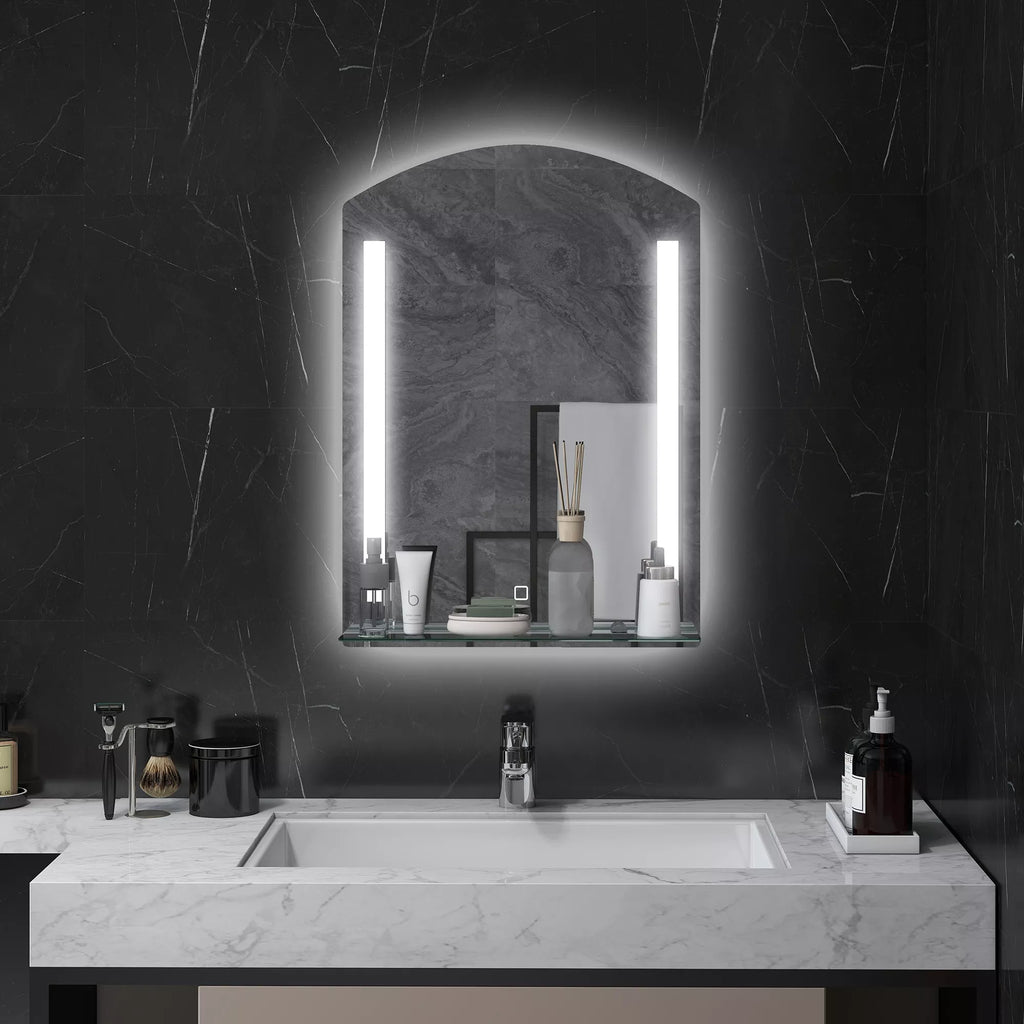 Vonios veidrodis su LED apšvietimu, elegantiškas ir aukštos kokybės, stiklas, aliuminis, plastikas, 50L x 12B x 70H cm