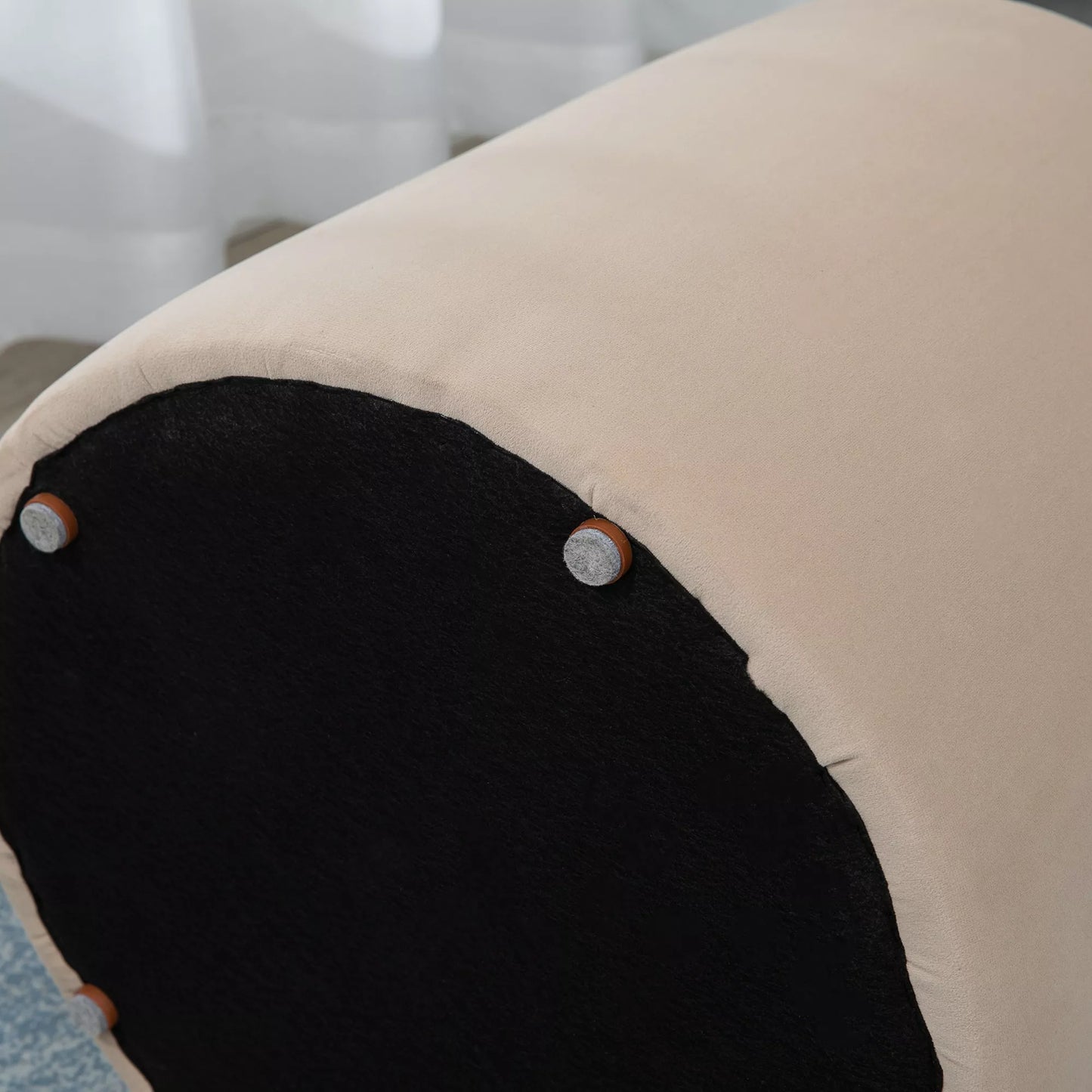 2-in-1 pufas aksominės išvaizdos, su daiktadėže ir nuimamu dangčiu, Ø44 cm x 47,5 cm, smėlio spalvos