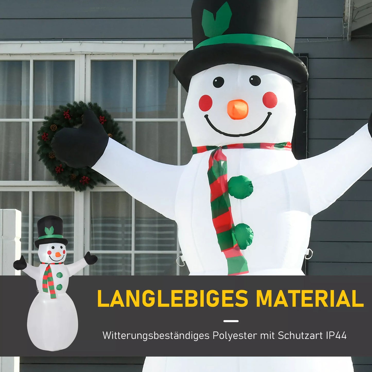 Sniego senio kalėdinė dekoracija, savaime prisipučiamas, su pūstuvu, spalvoti LED diodai, 1 m, daugiaspalvis